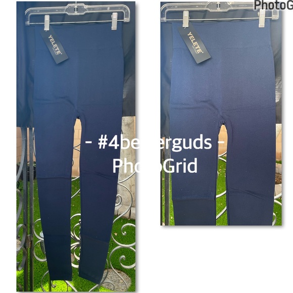 NEW Yelete Insulated Fleece Lined Stretch Seamless Slim Leggings Navy One Size - Picture 2 of 16